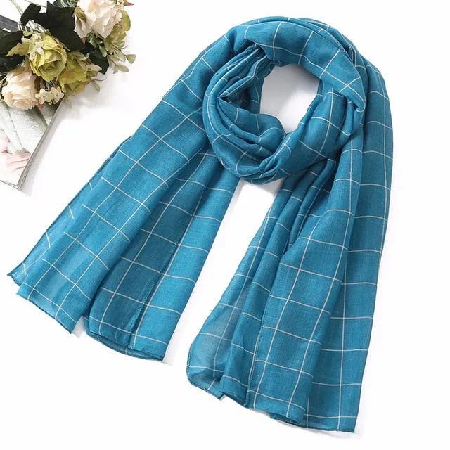 Fashion Plaid Cotton Scarf Printed Bandana Shawl #1320