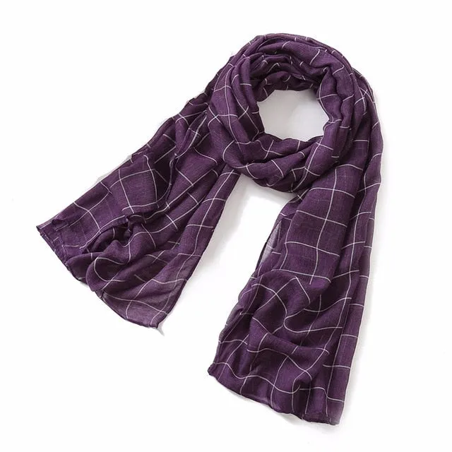 Fashion Plaid Cotton Scarf Printed Bandana Shawl #1320