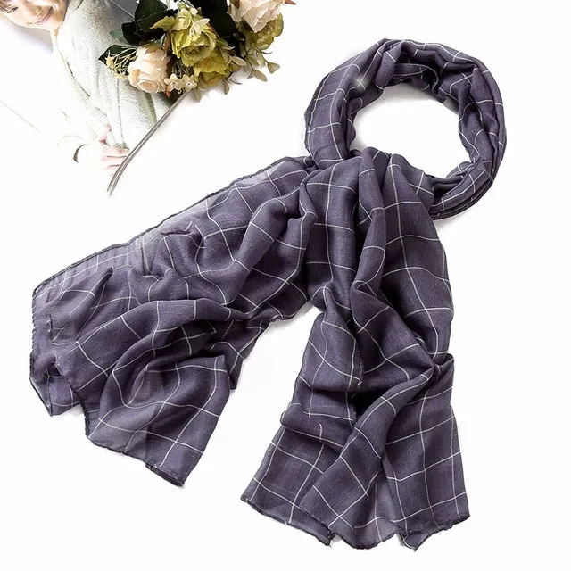 Fashion Plaid Cotton Scarf Printed Bandana Shawl #1320