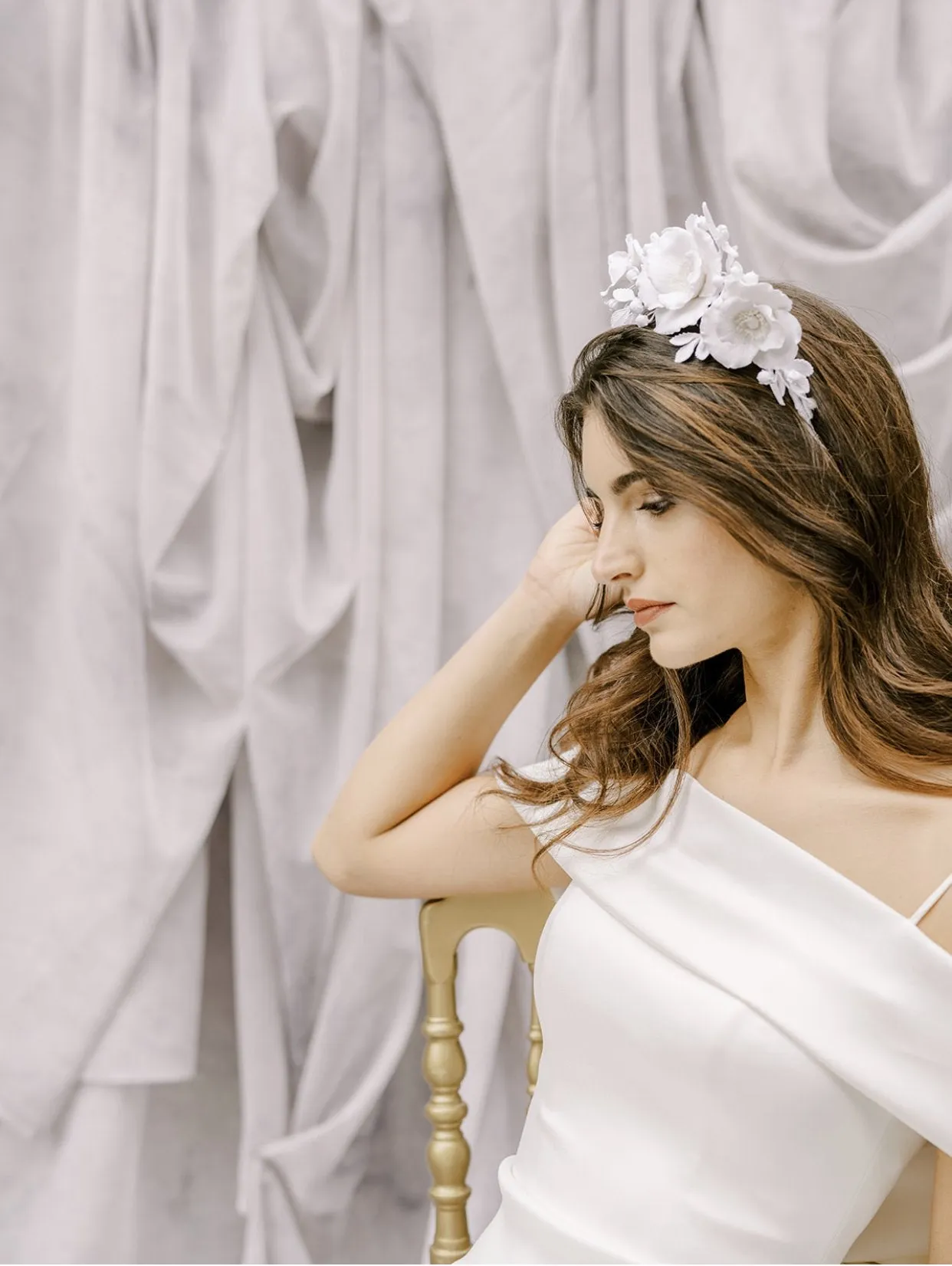 FREYA White Floral Tiara