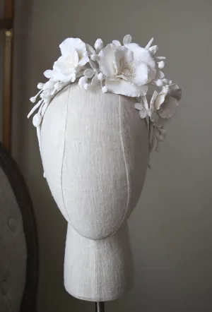 FREYA White Floral Tiara