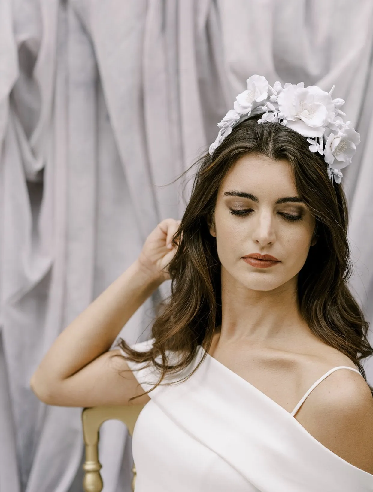 FREYA White Floral Tiara