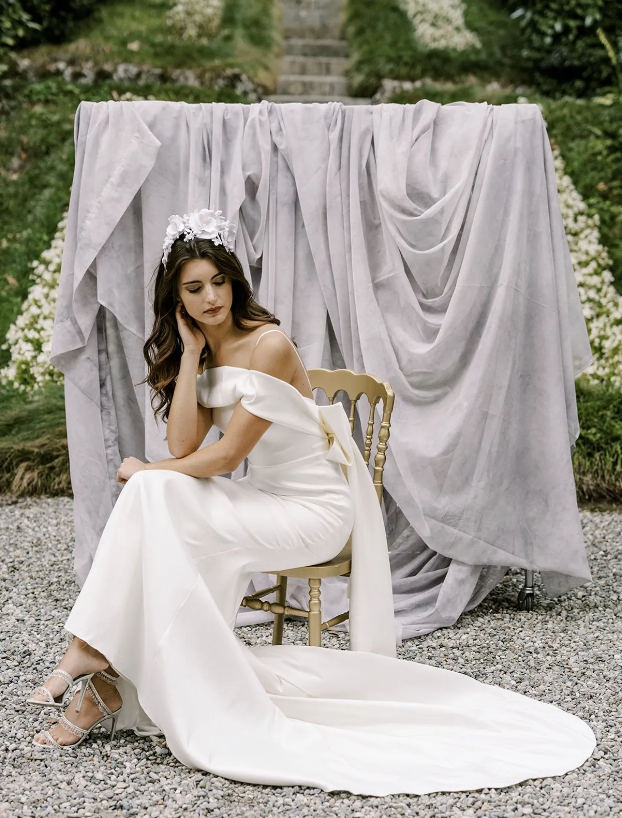 FREYA White Floral Tiara