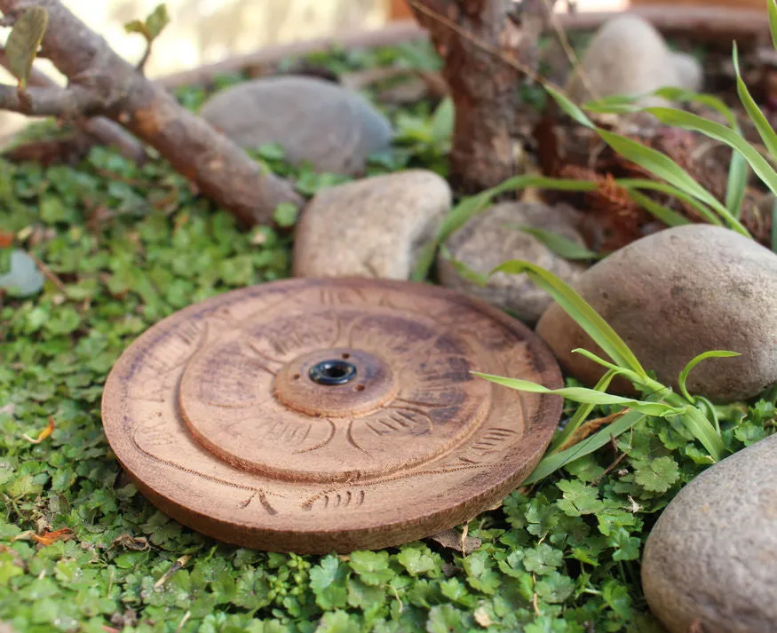 Handcarved Flat Lotus Wooden Incense Burner