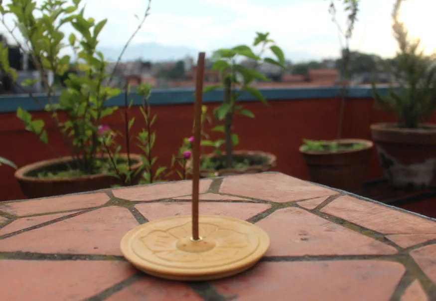 Handcarved Flat Lotus Wooden Incense Burner