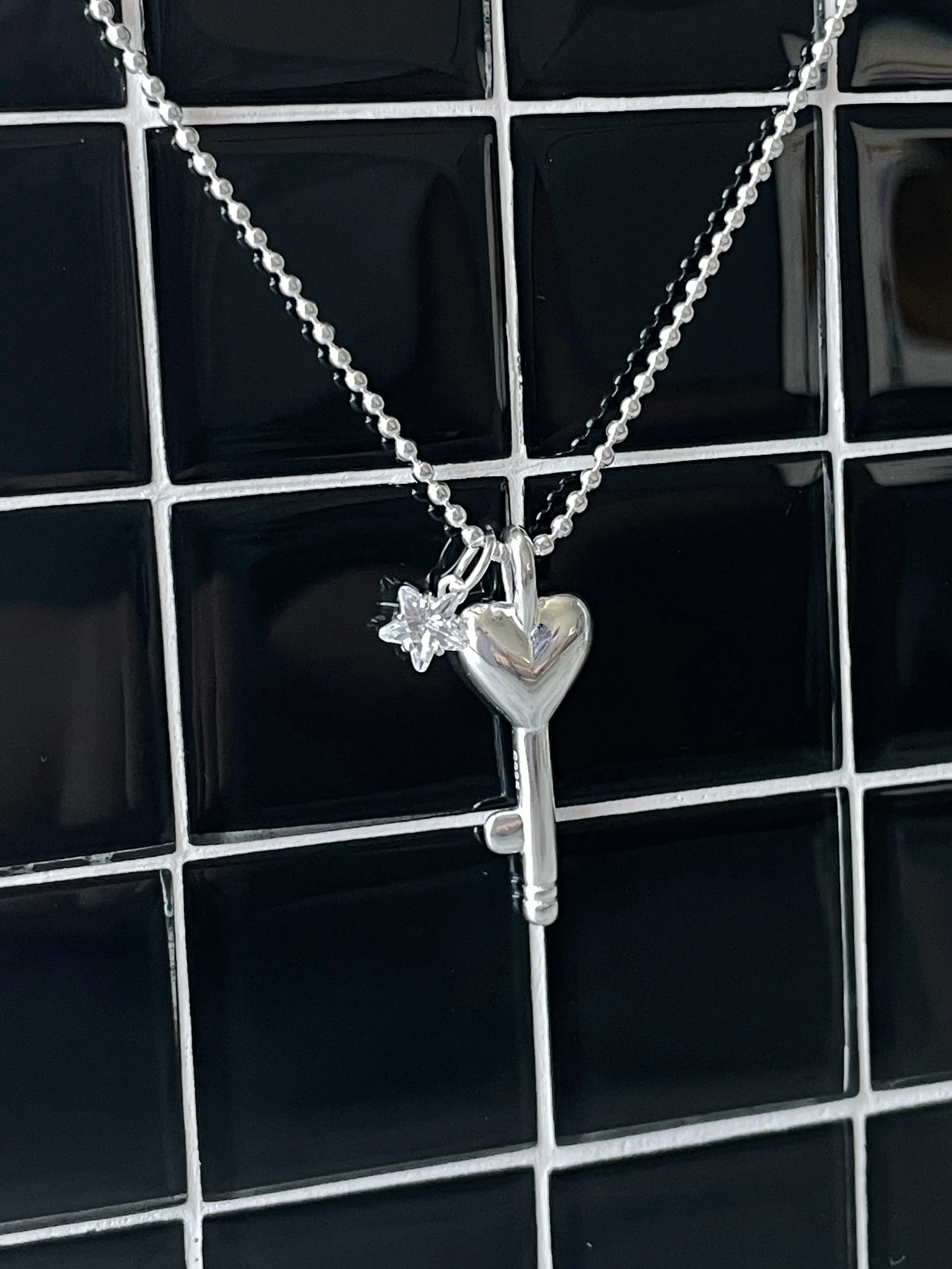 Heart Key Necklace 925 Sterling Silver