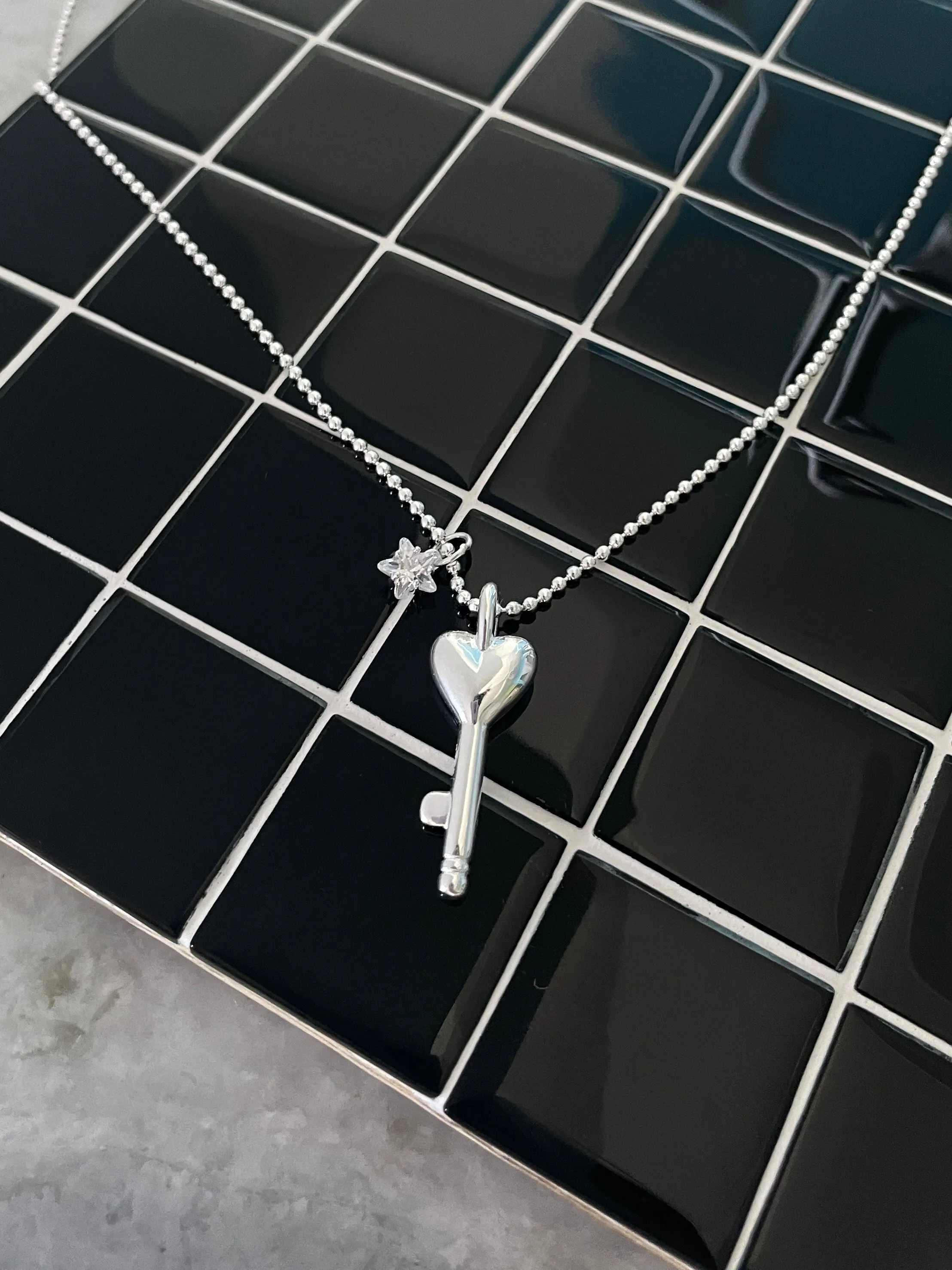 Heart Key Necklace 925 Sterling Silver