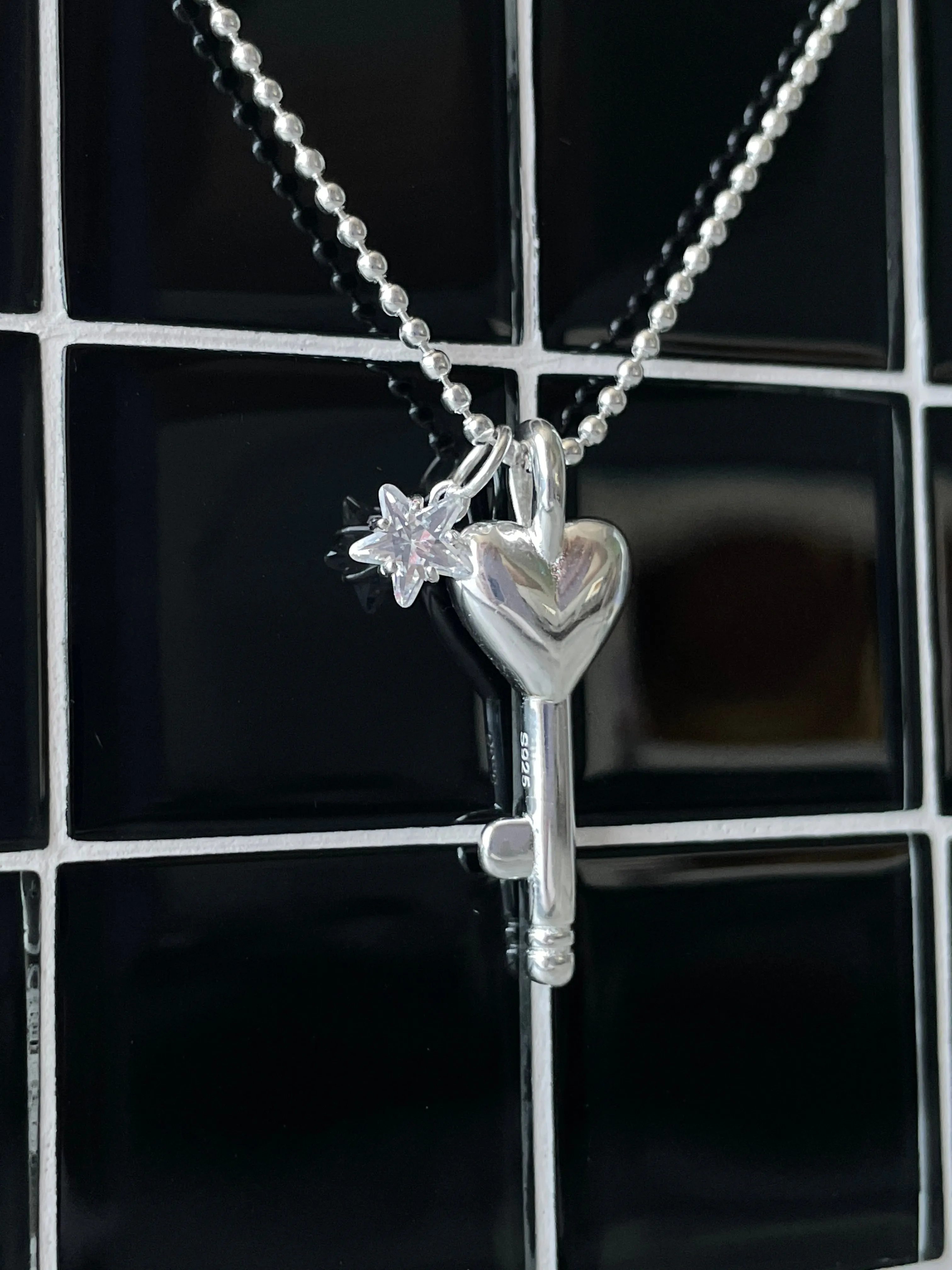 Heart Key Necklace 925 Sterling Silver