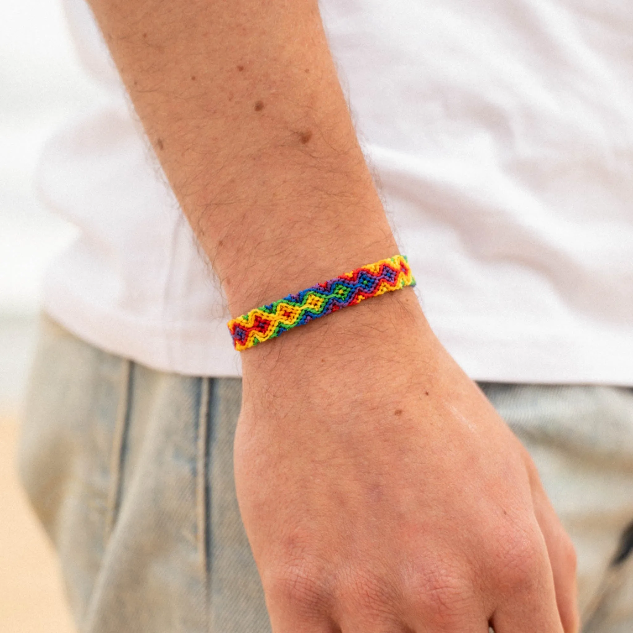 Just Like Us Pride Leme Surf Bracelet Rainbow Edition