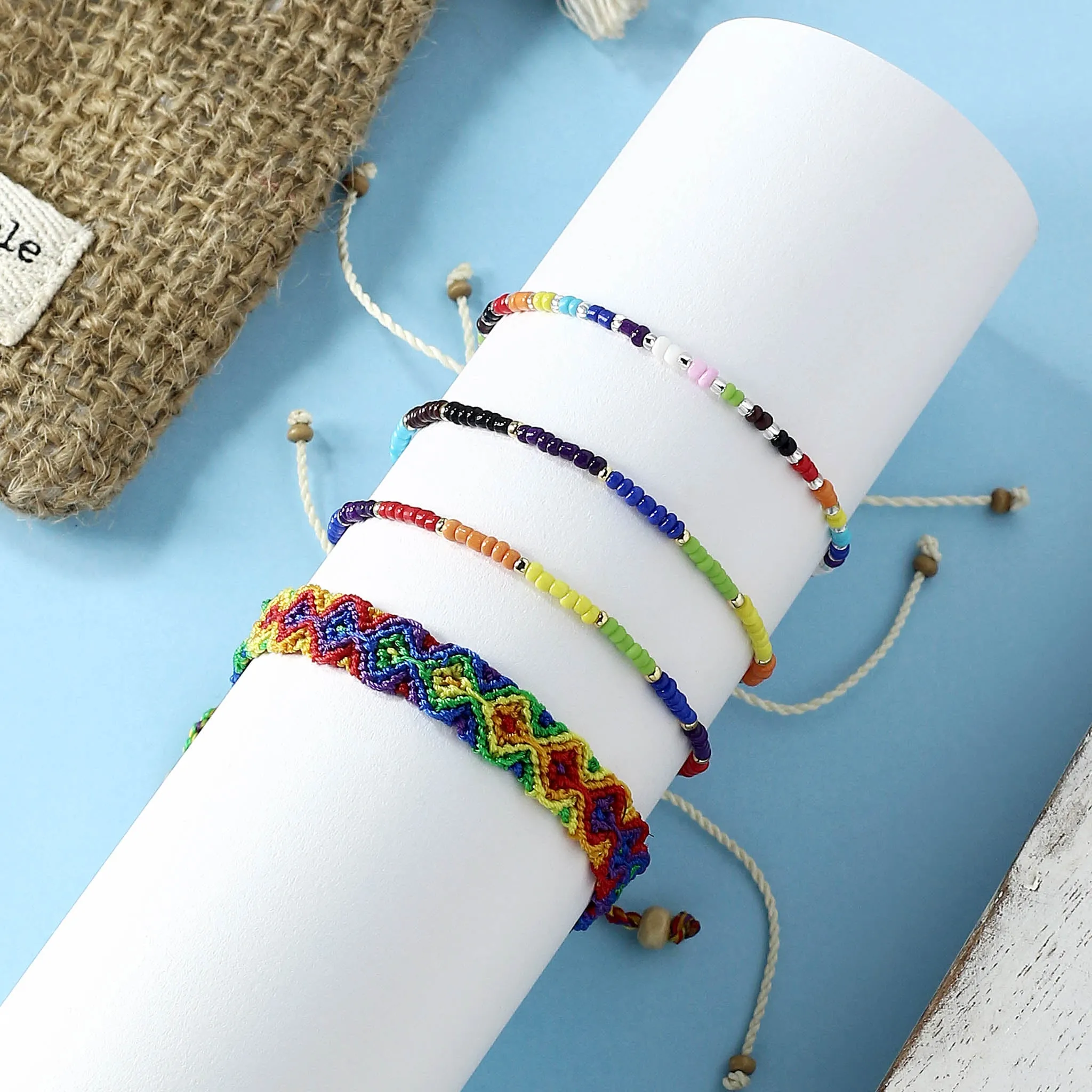 Just Like Us Pride Leme Surf Bracelet Rainbow Edition