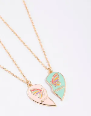 Kids Butterfly Heart BFF Necklace