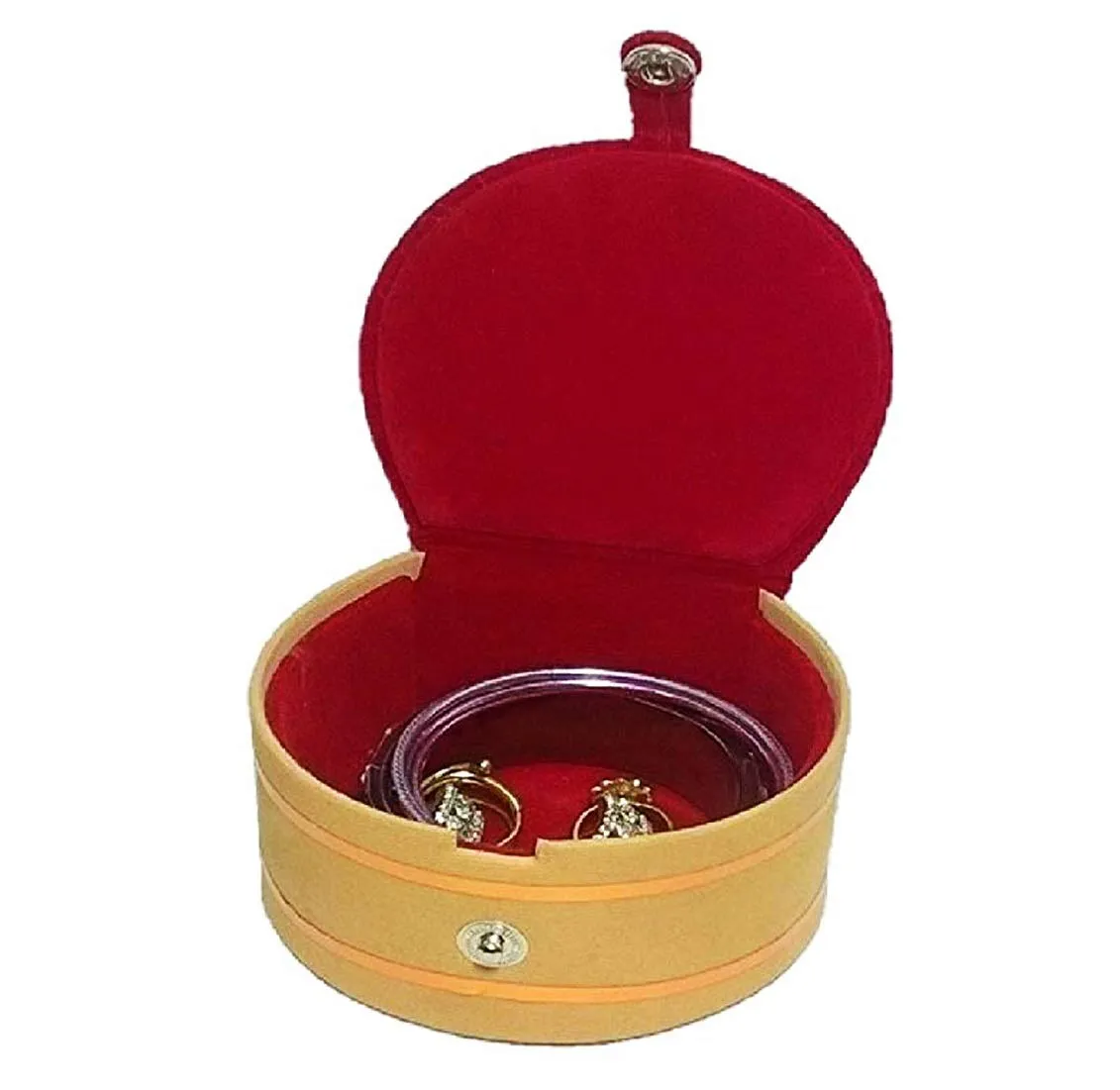 Kuber Industries Wooden Bangle Box For Women|Small Round Bangle Organizer (Maroon)