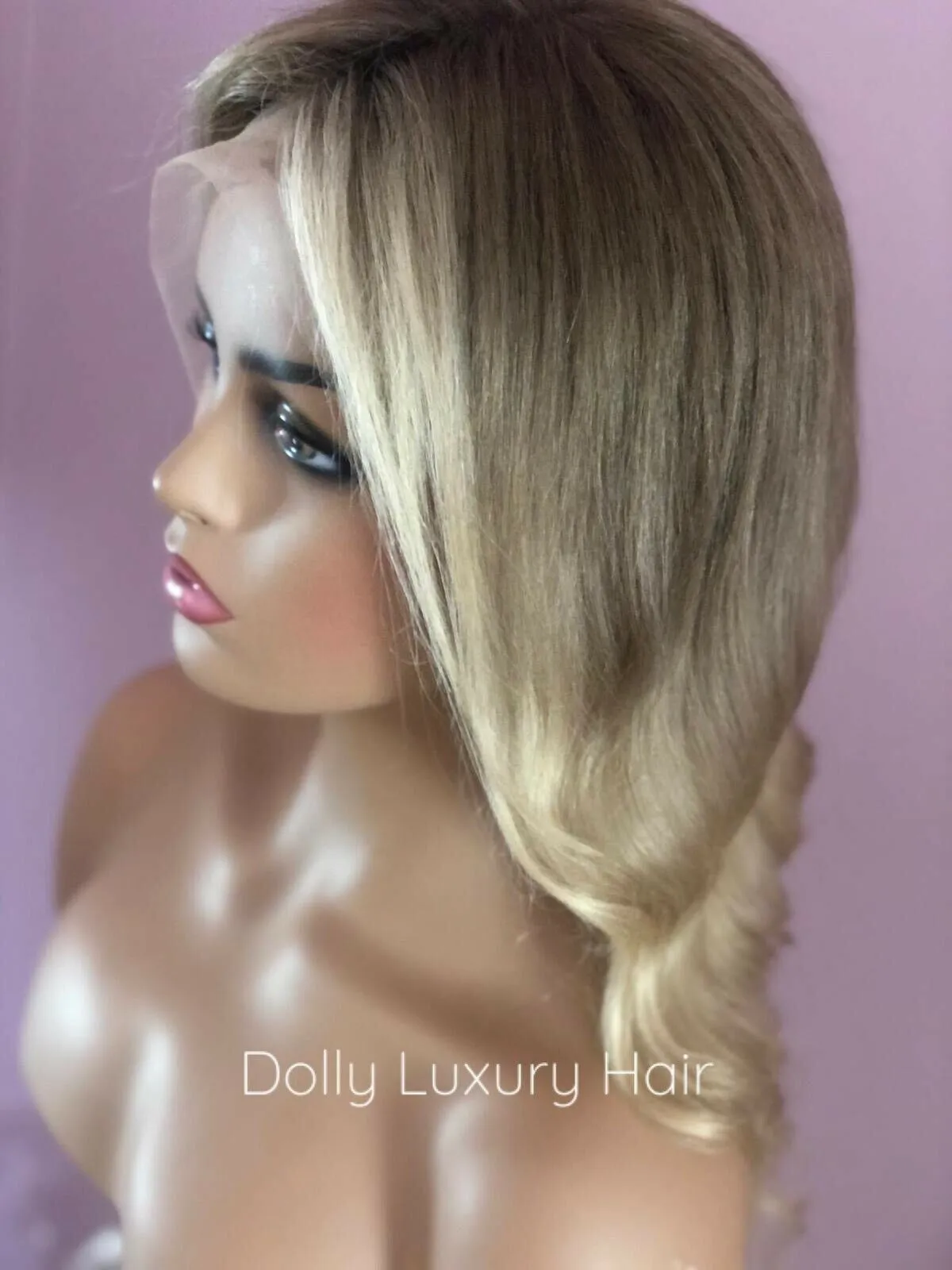 Luxury Ash Brown Platinum Blonde Ombre 100% Human Hair Swiss 13x4 Lace Front Glueless Wig Wavy U-Part, 360 or Full Lace Upgrade Available