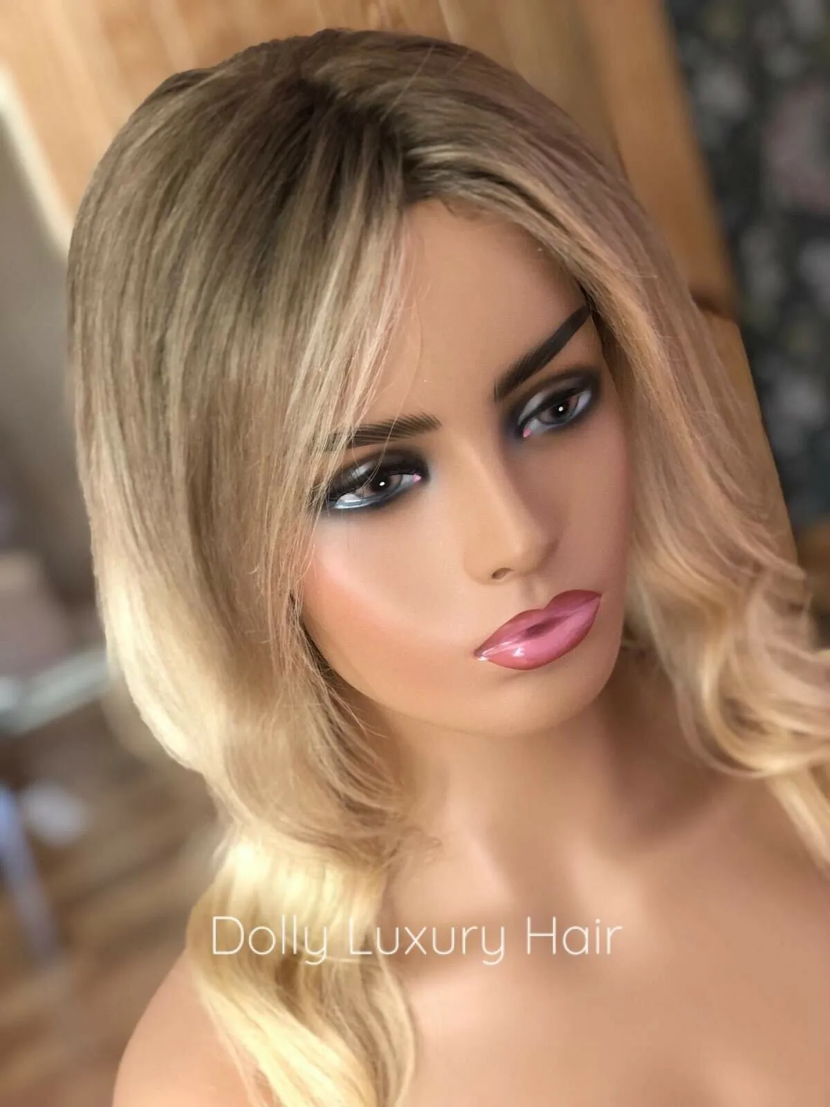 Luxury Ash Brown Platinum Blonde Ombre 100% Human Hair Swiss 13x4 Lace Front Glueless Wig Wavy U-Part, 360 or Full Lace Upgrade Available