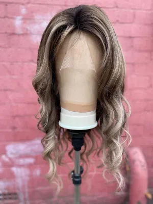 Luxury Balayage Highlight Brown Ash Blonde 100% Human Hair Swiss 13x4 Lace Front Glueless Wig  U-Part, 360 or Full Lace Upgrade Available