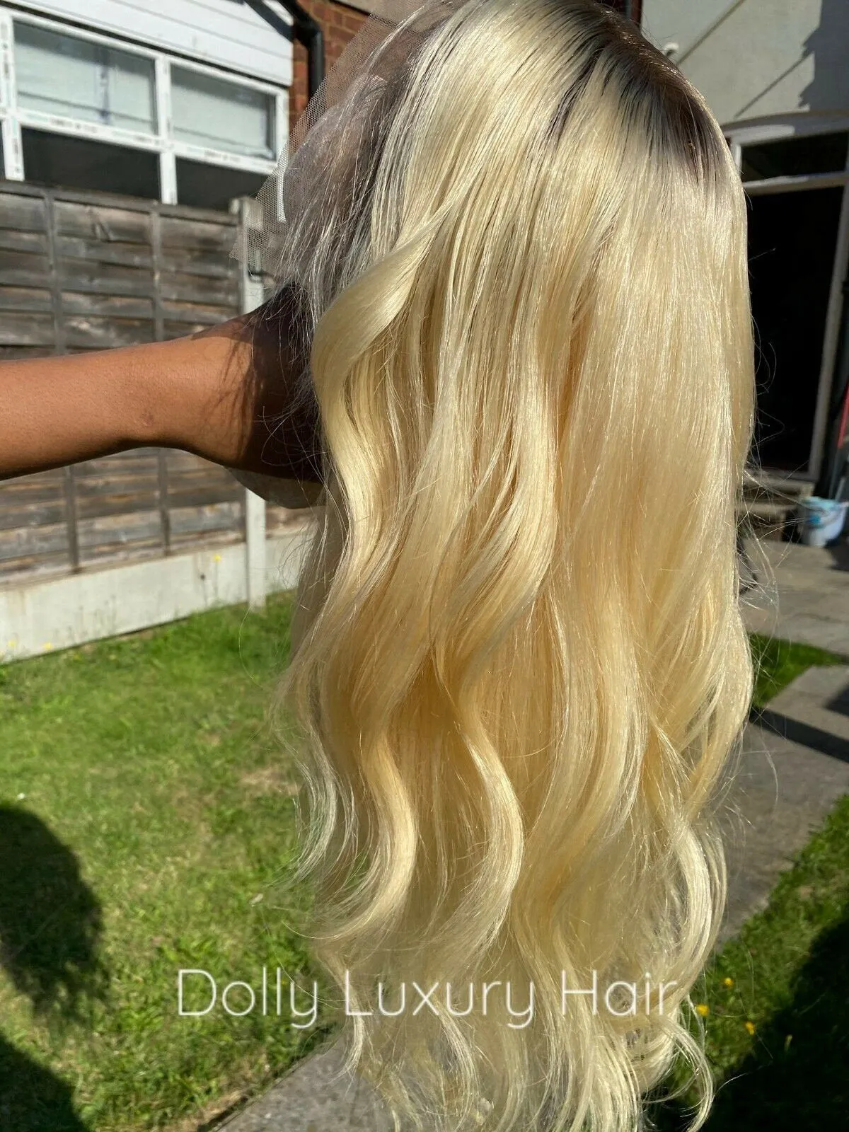 Luxury Platinum Blonde Dark Roots 100% Human Hair Swiss 13x4 Lace Front Glueless Wig U-Part, 360 or Full Lace Upgrade Available