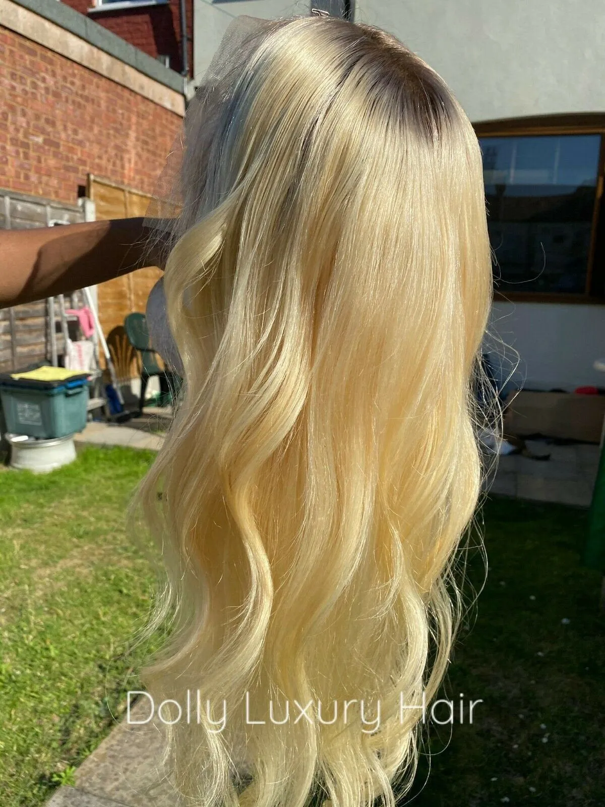 Luxury Platinum Blonde Dark Roots 100% Human Hair Swiss 13x4 Lace Front Glueless Wig U-Part, 360 or Full Lace Upgrade Available