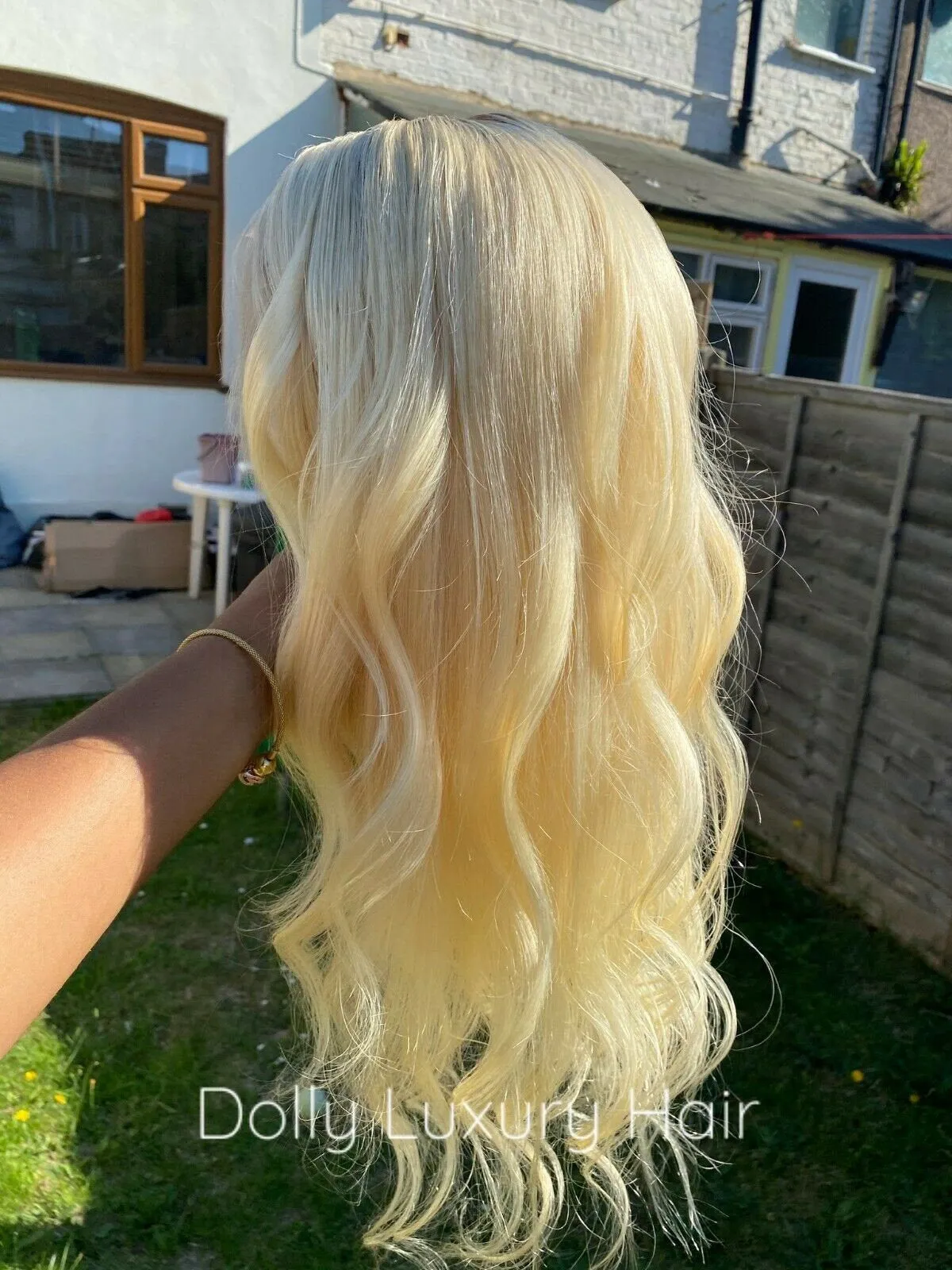 Luxury Platinum Blonde Dark Roots 100% Human Hair Swiss 13x4 Lace Front Glueless Wig U-Part, 360 or Full Lace Upgrade Available