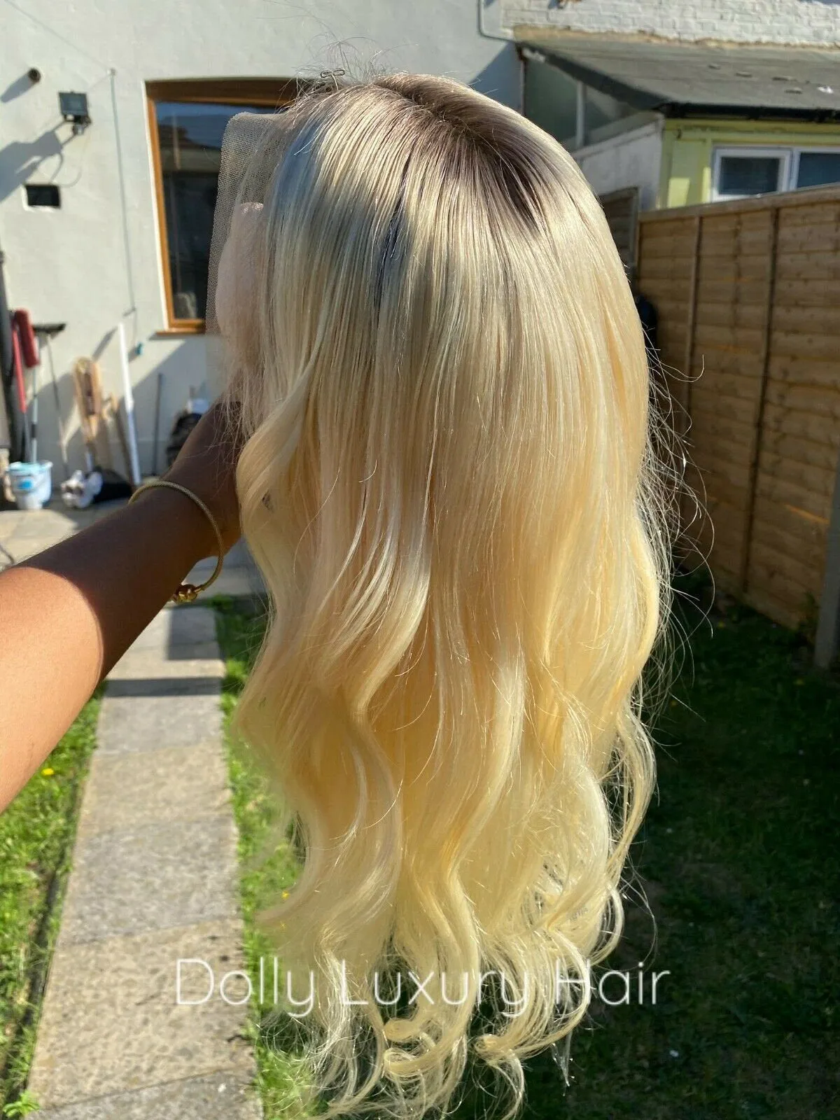 Luxury Platinum Blonde Dark Roots 100% Human Hair Swiss 13x4 Lace Front Glueless Wig U-Part, 360 or Full Lace Upgrade Available