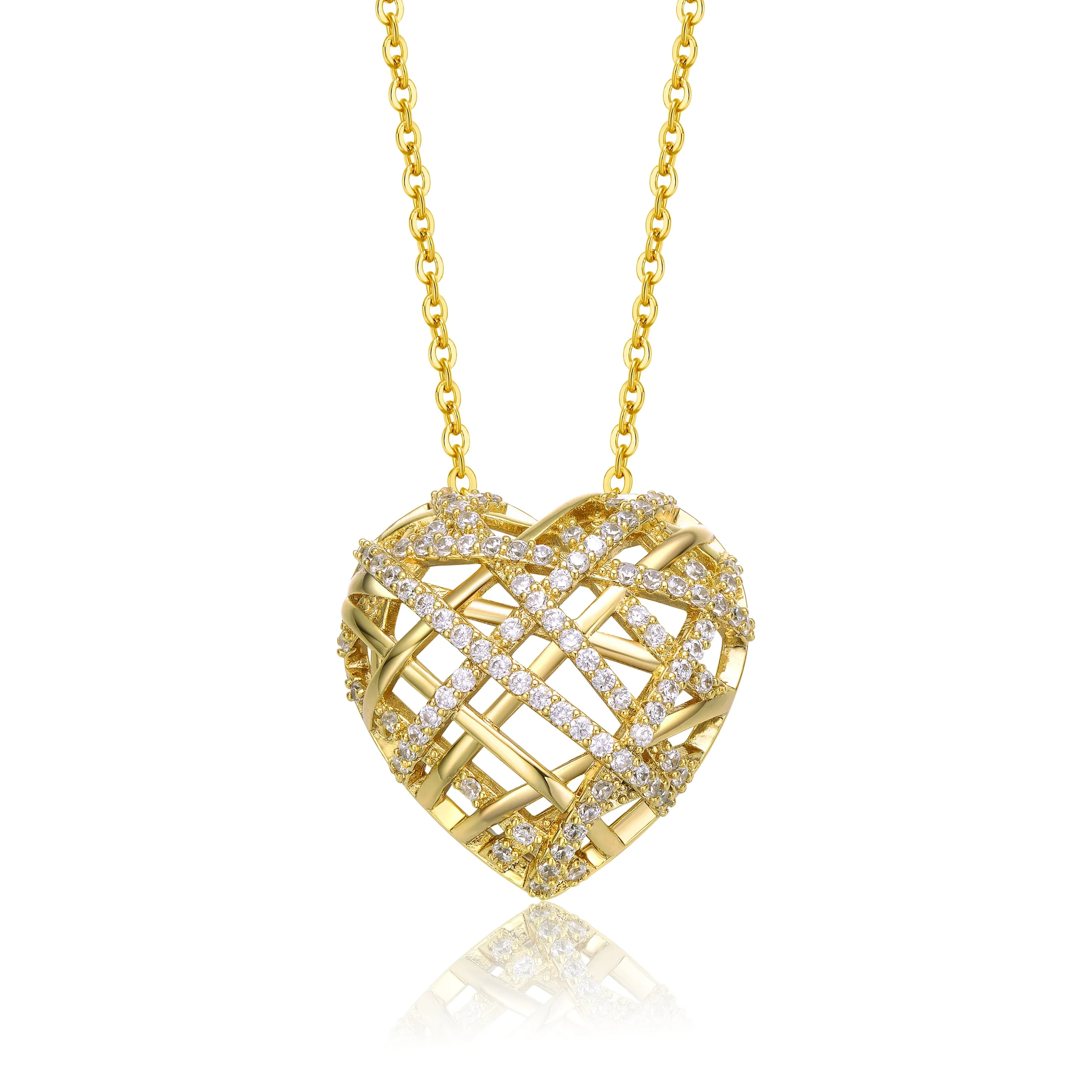 Marguerite Golden Puffed Heart Necklace