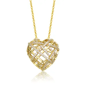 Marguerite Golden Puffed Heart Necklace