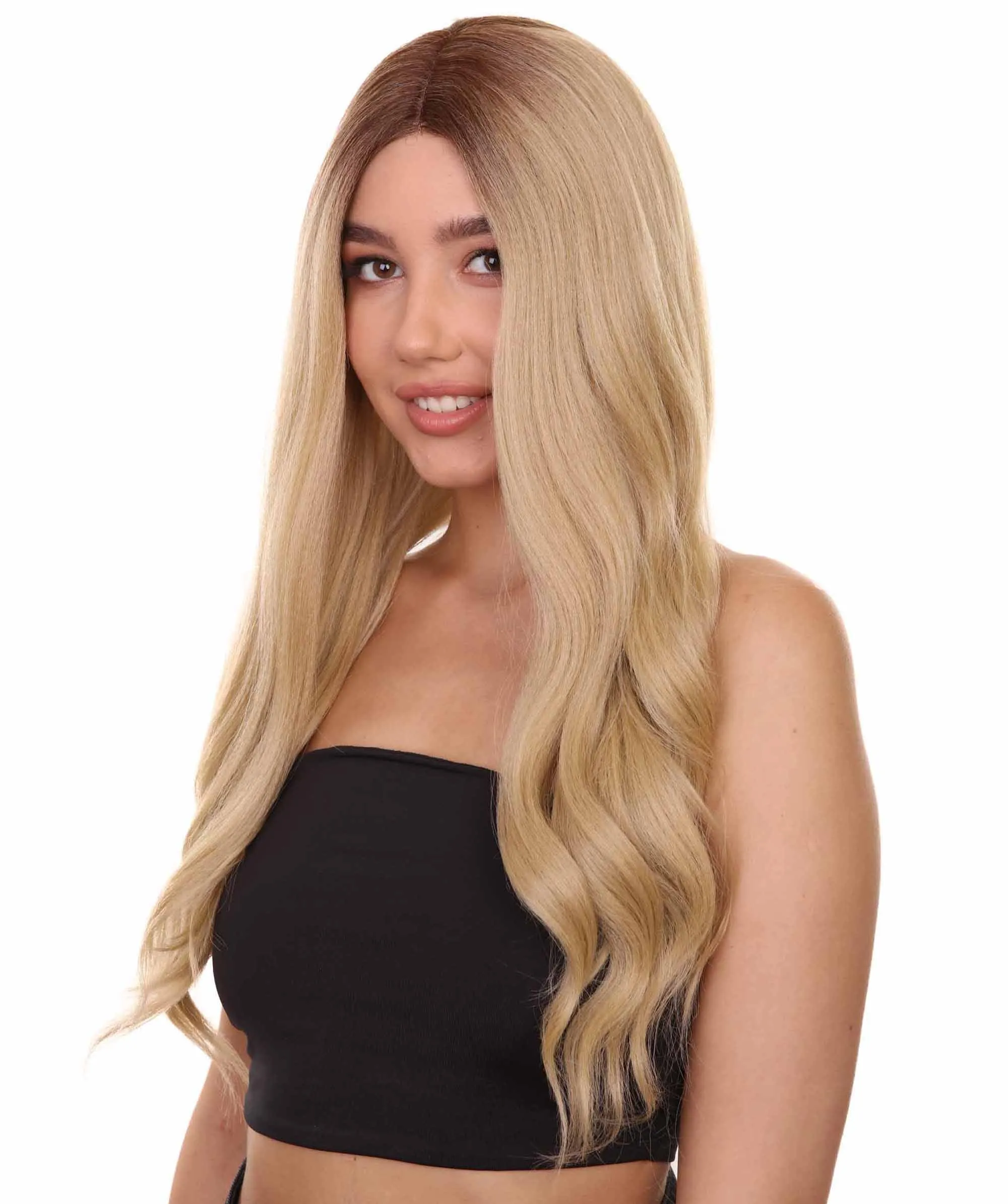 Mary-Kate Women's Long Length Lace Front Wavy Hair With Dark Roots - Adult Fashion Wigs | Nunique | Nunique