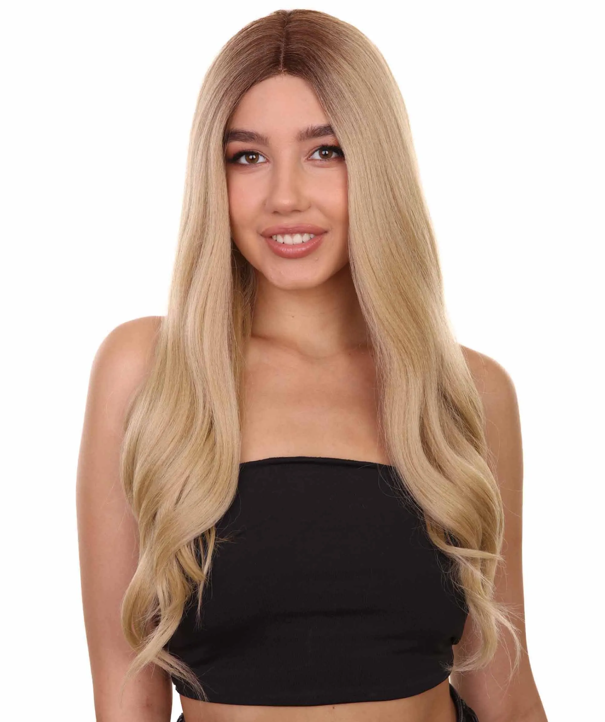 Mary-Kate Women's Long Length Lace Front Wavy Hair With Dark Roots - Adult Fashion Wigs | Nunique | Nunique