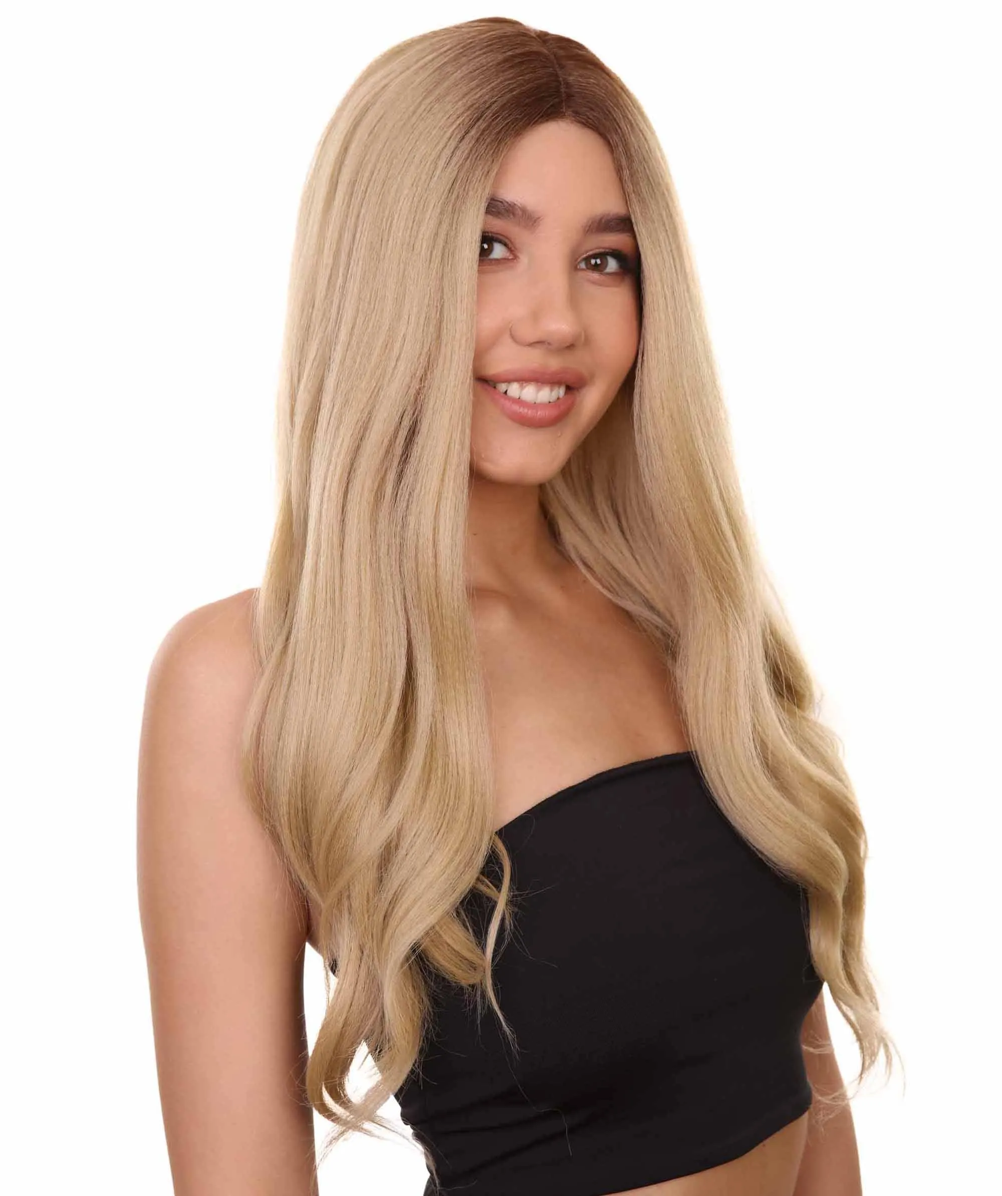 Mary-Kate Women's Long Length Lace Front Wavy Hair With Dark Roots - Adult Fashion Wigs | Nunique | Nunique