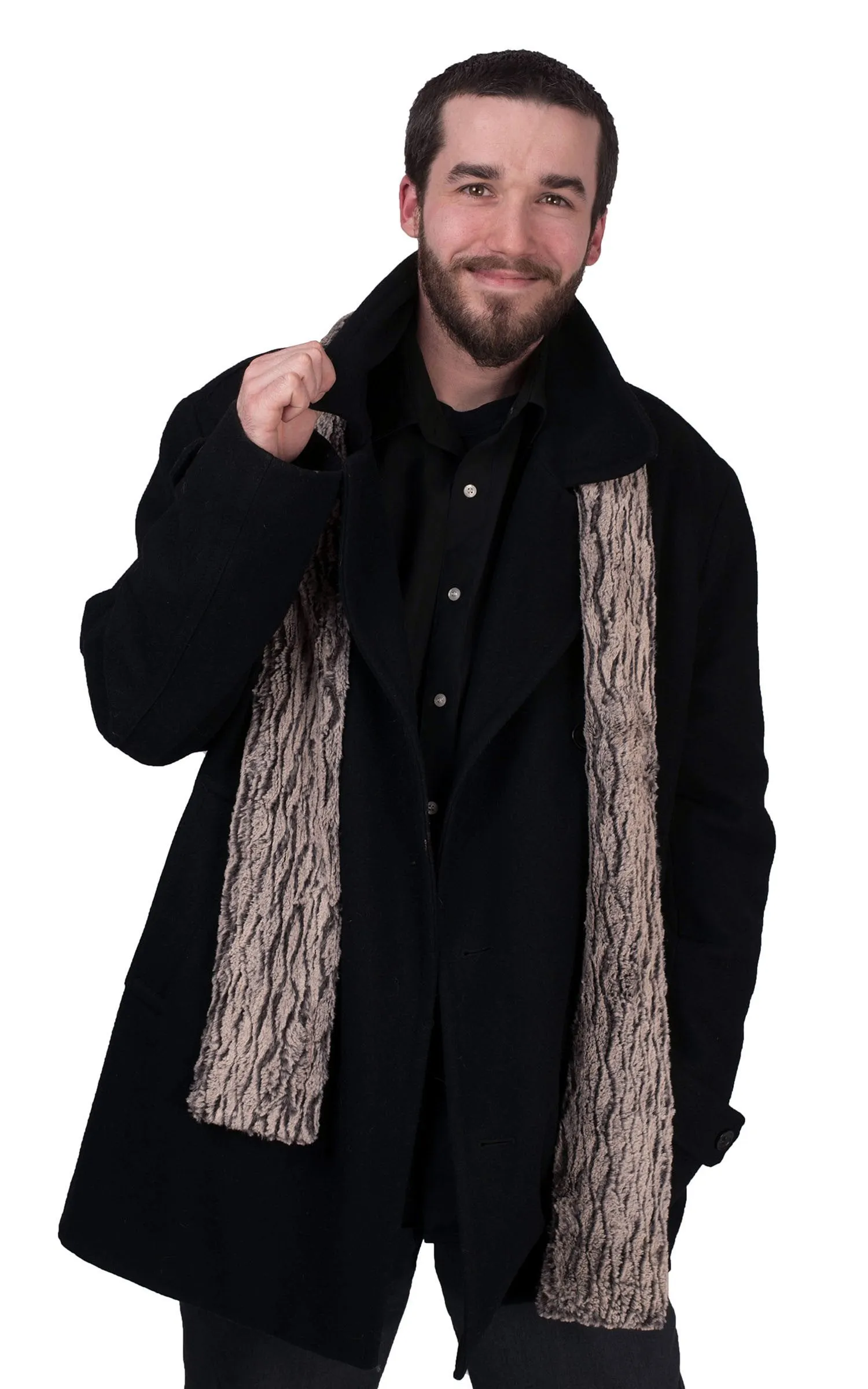 Men's Classic Scarf - Two-Tone, Luxury Faux Fur in Giant's Causeway (Standard Only!)