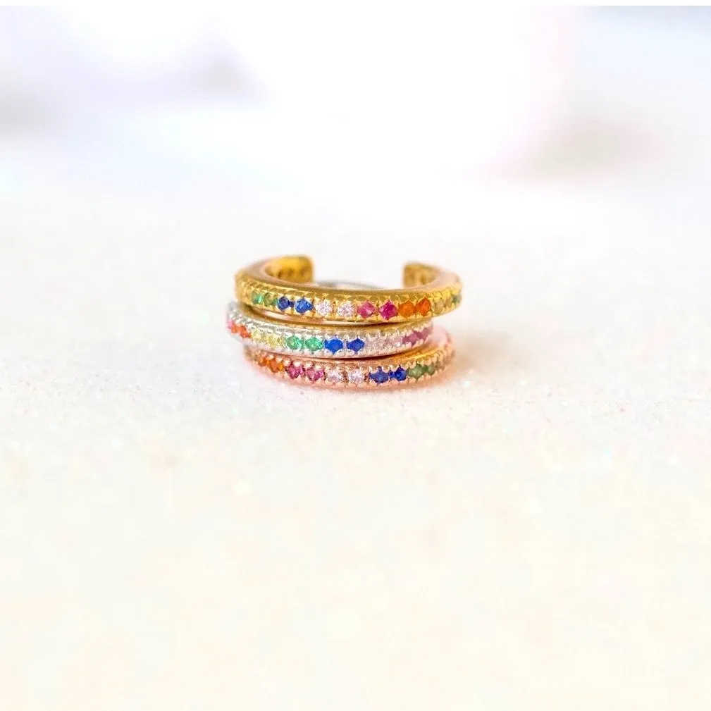 Mini Rainbow Pave Ear Cuff