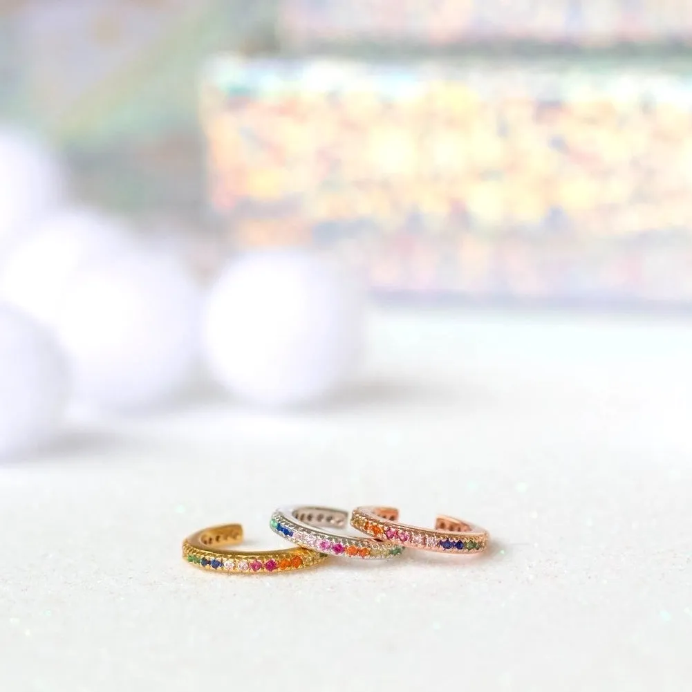 Mini Rainbow Pave Ear Cuff