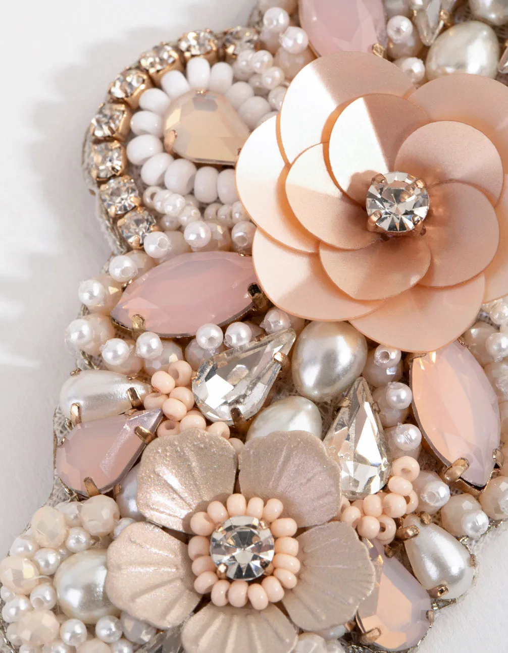 Mixed Bead Detail Blush Sash