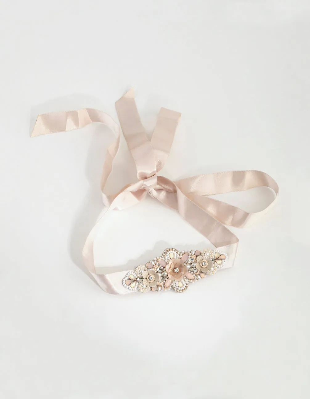 Mixed Bead Detail Blush Sash