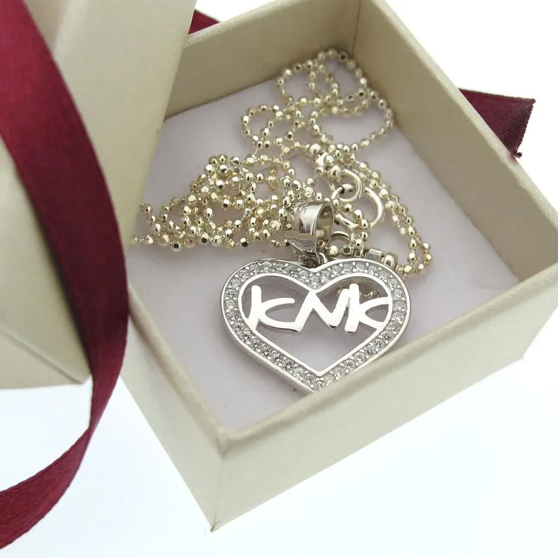 Mom in Hebrew Heart Pendant Necklace