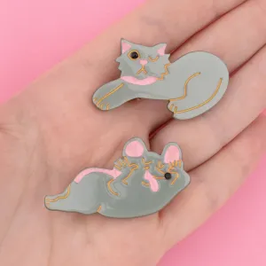 Mouse & Cat Hair Clips Set