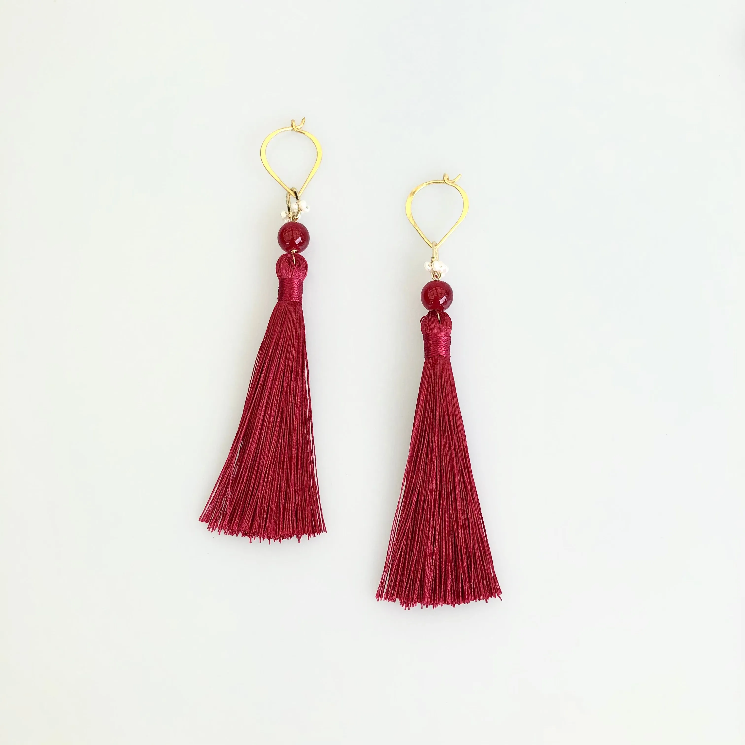 Multi-style Baroque Pearl Lariat Necklace Red Tassel Set