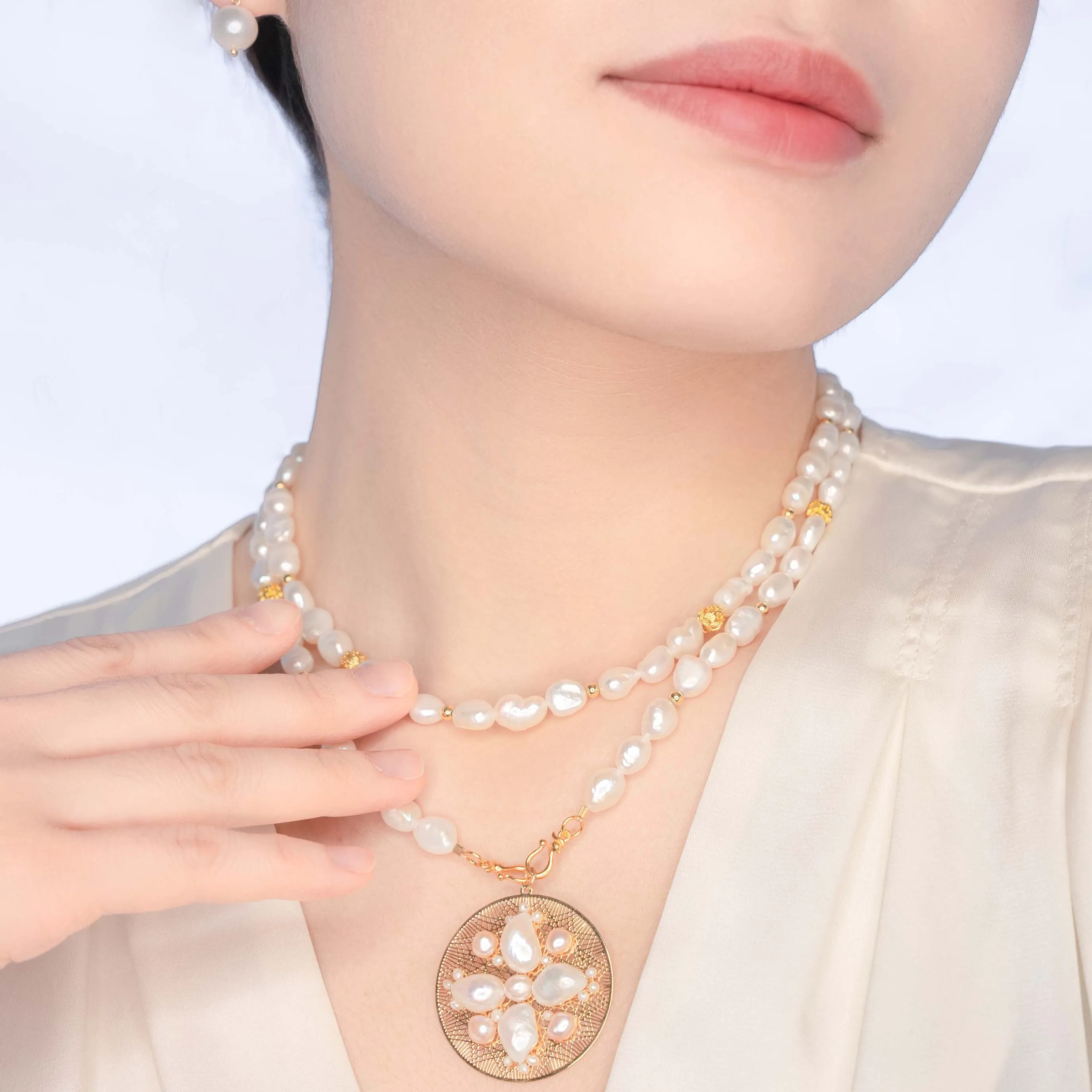 Multi-style Baroque Pearl Lariat Necklace Set