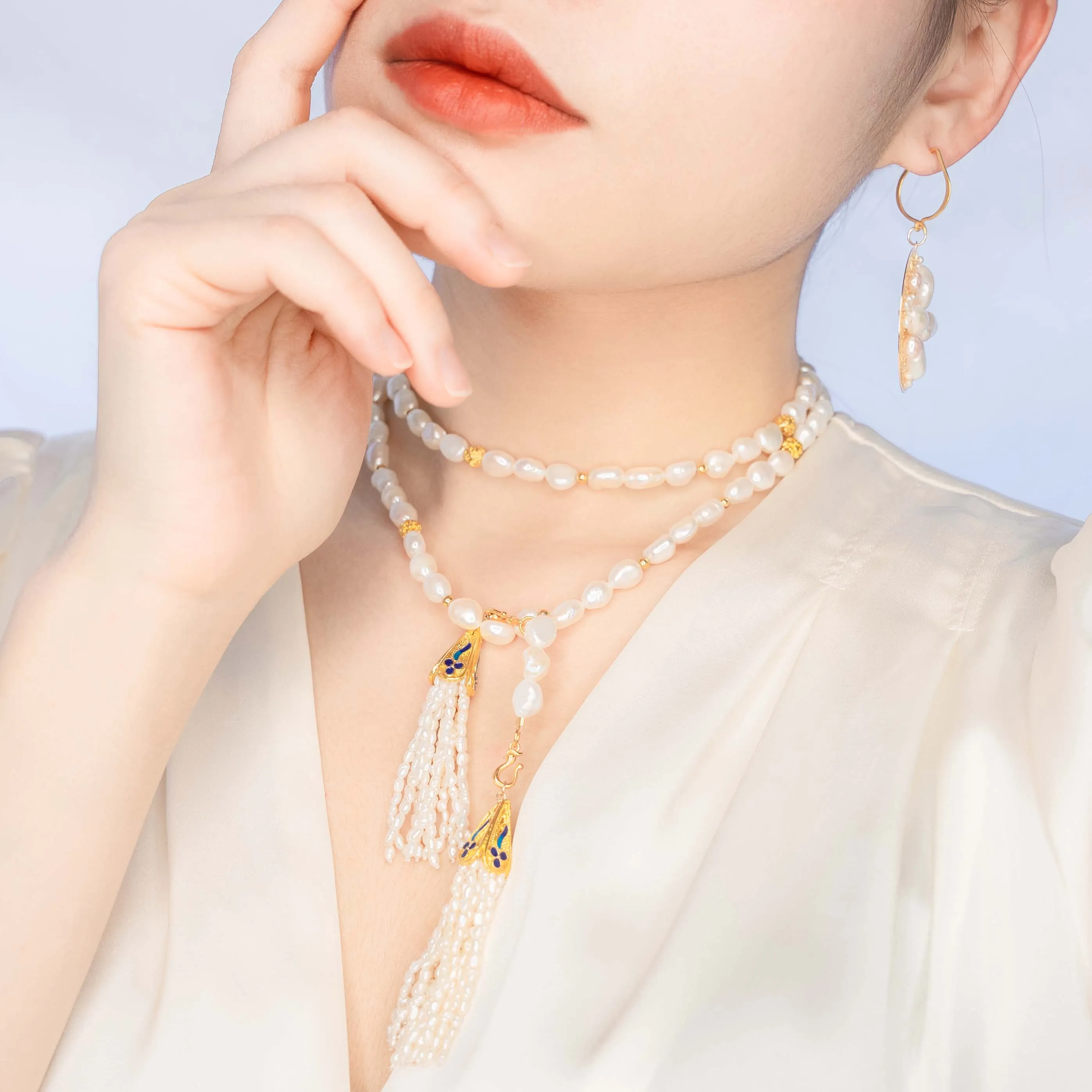 Multi-style Baroque Pearl Lariat Necklace Set