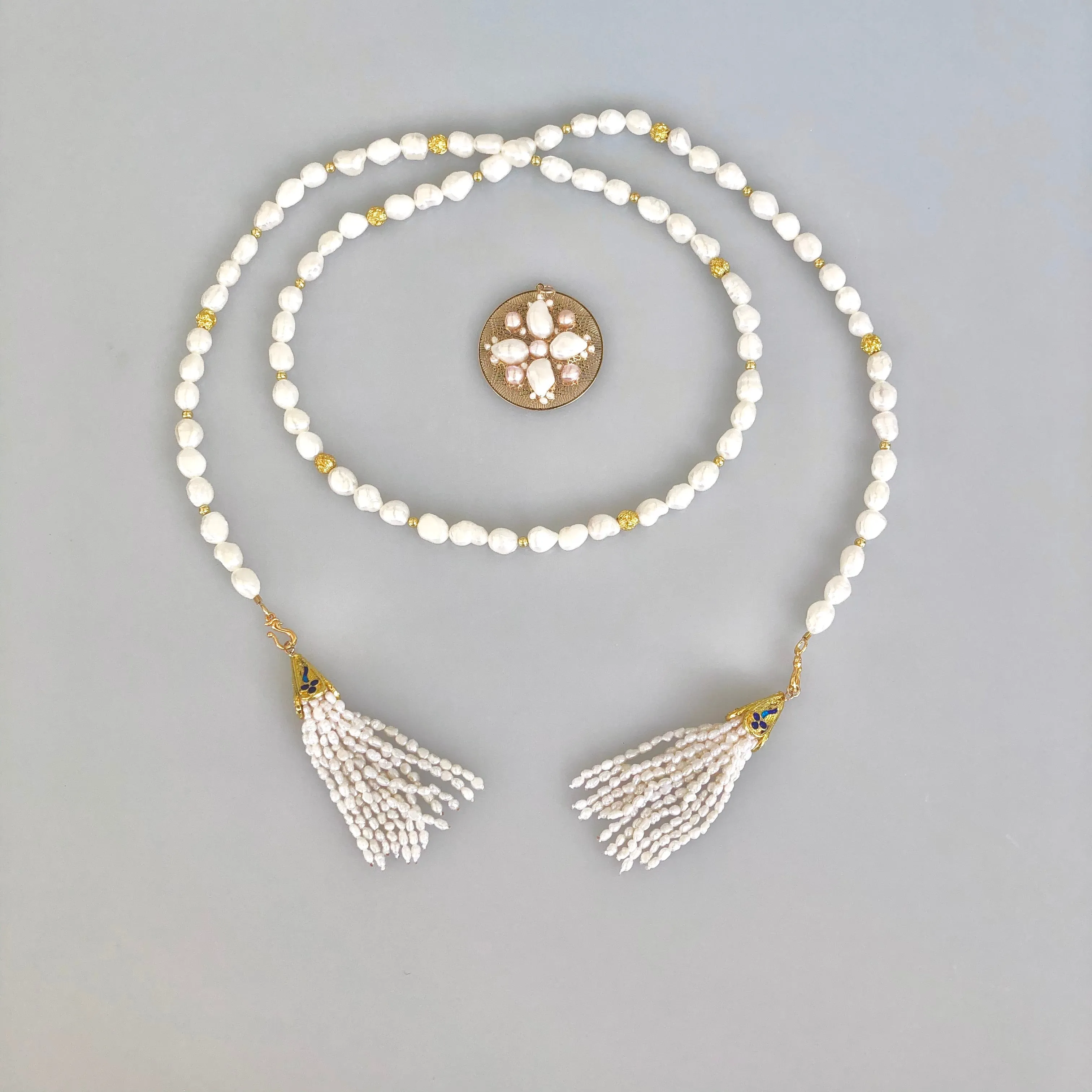 Multi-style Baroque Pearl Lariat Necklace Set