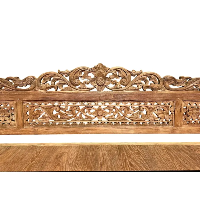 Natural Hand Carved Design Solid Wooden Daybed Bench