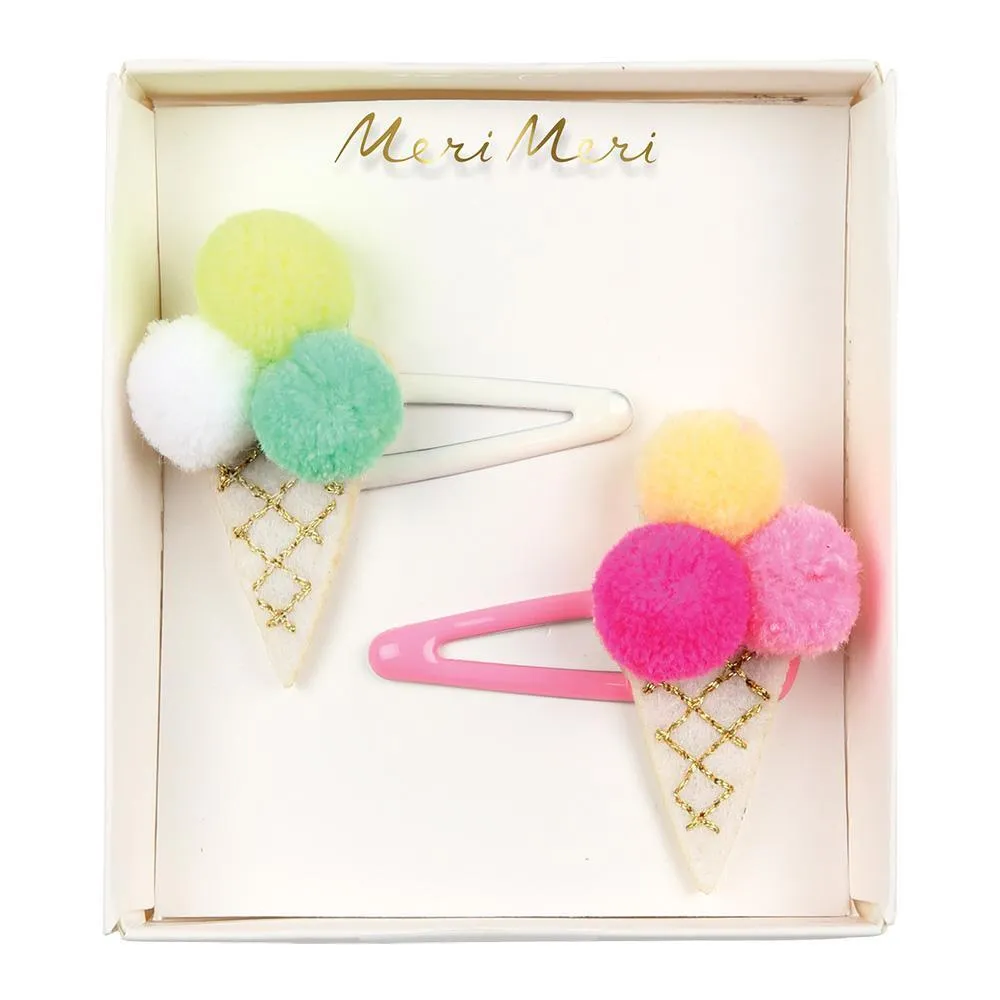 Pom Pom Ice Cream Hair Clips