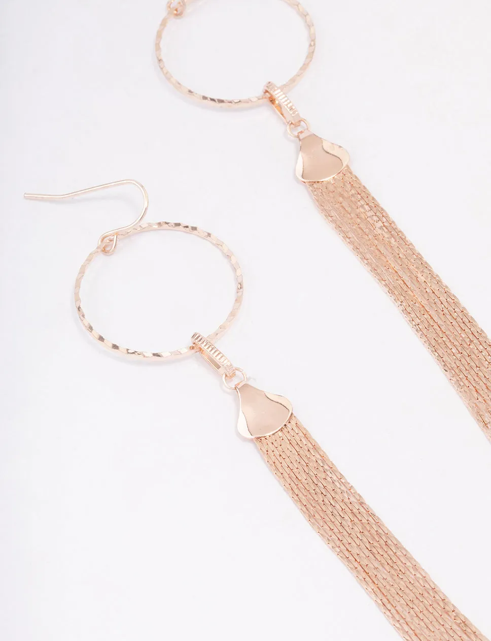 Rose Gold Circular Tassel Drop Earrings