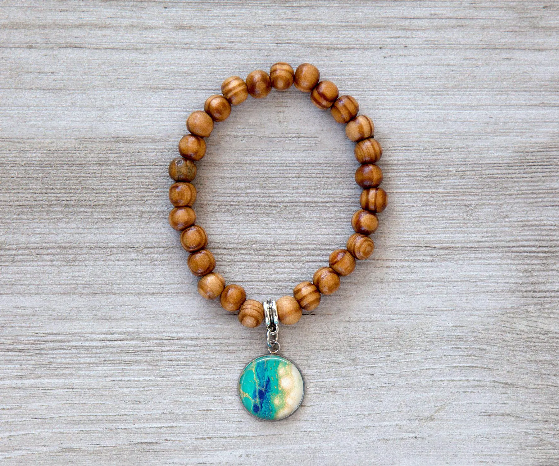 Seaside Glow Wooden Beaded Bracelet | Handmade Beach Jewelry