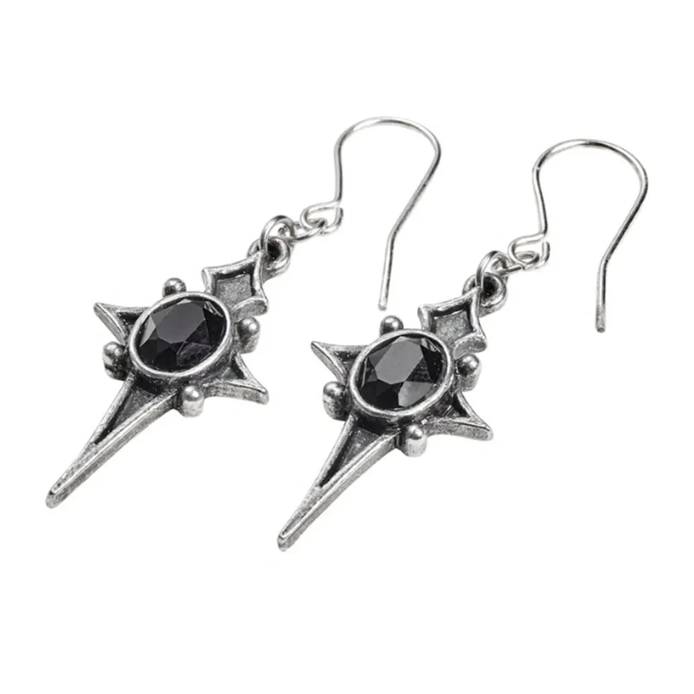 Sterne Leben Black Star Crystal Earrings by Alchemy Gothic