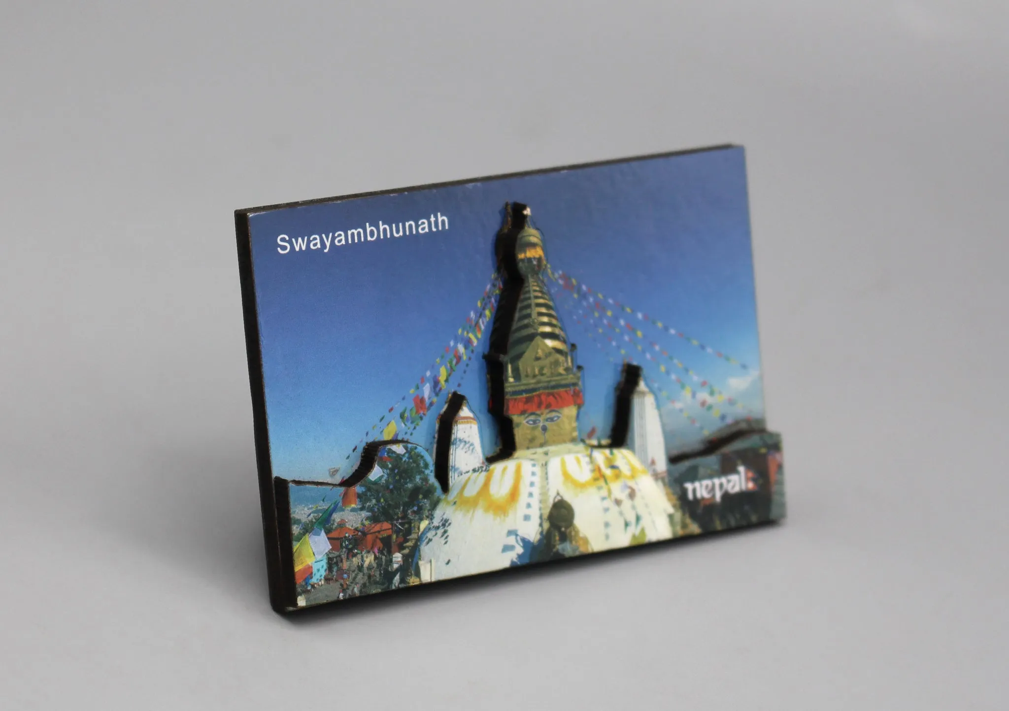 Swayambhunath Carved Wooden Fridge Magnet