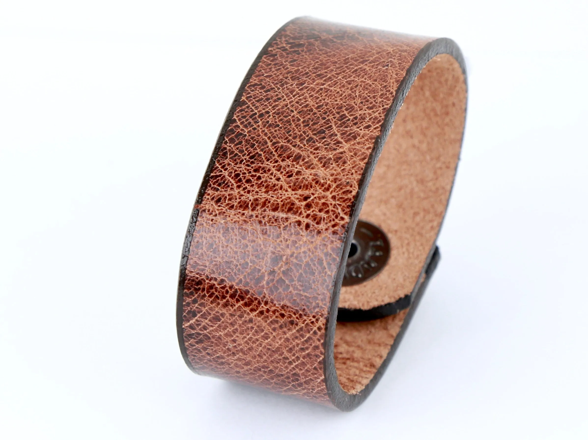 Textured Light Brown Leather Wristband