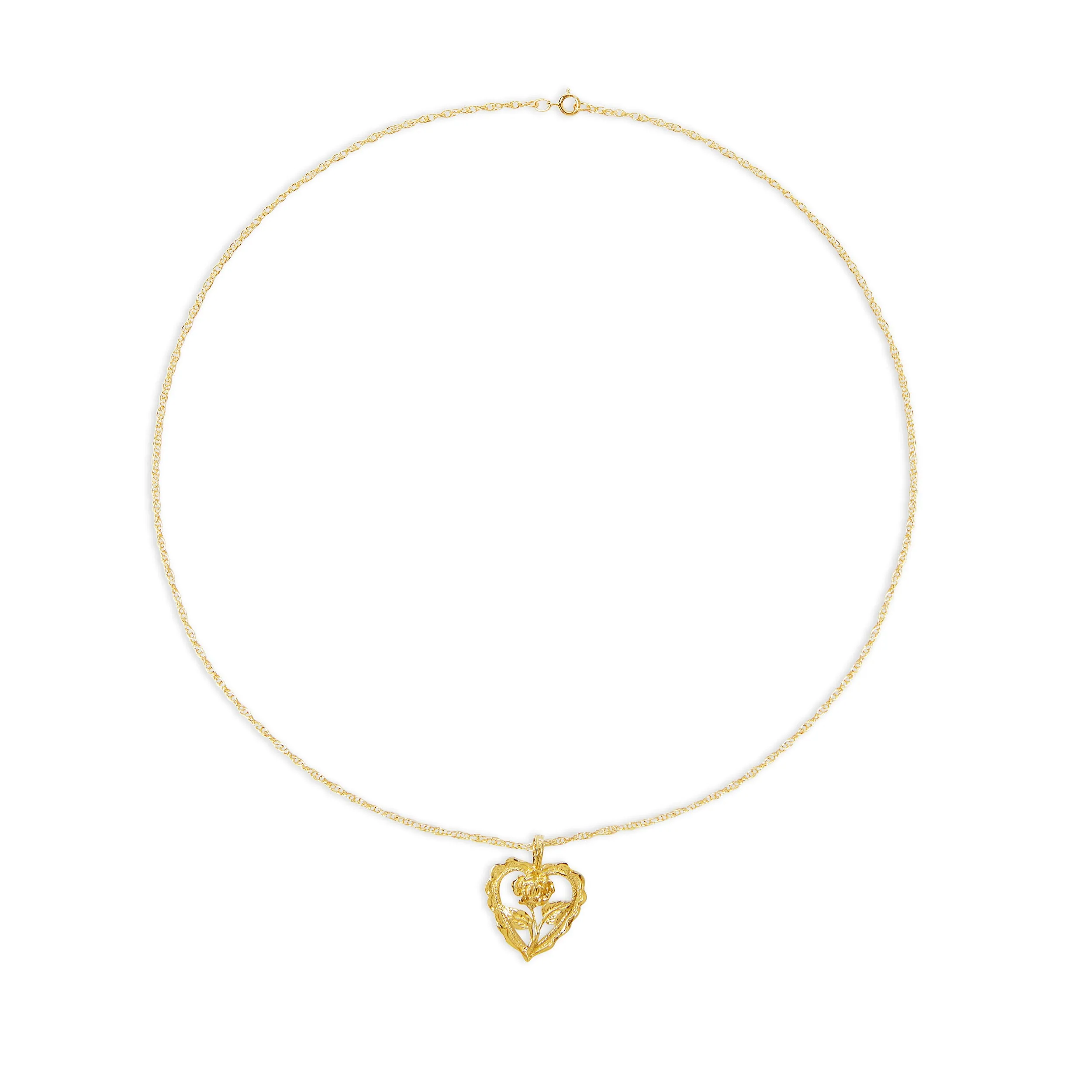 THE 14KT HEART ROSE PENDANT NECKLACE