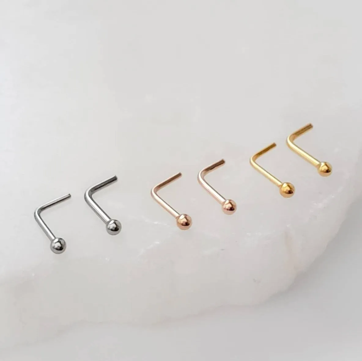 Tiny Ball L Bend Nose Stud