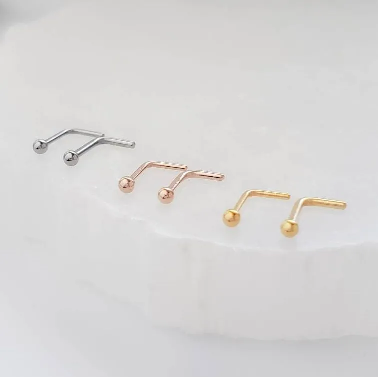 Tiny Ball L Bend Nose Stud