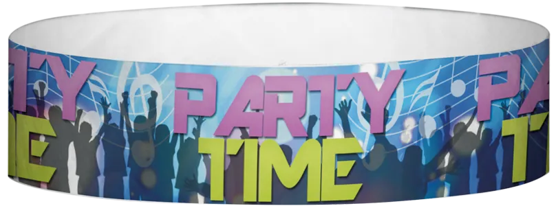 Tyvek® 3/4" x 10" Party Time Club pattern wristbands